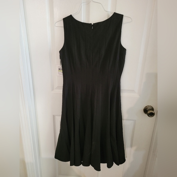 Calvin Klein Pleated Fit & Flare Sleeveless Black Dress Size 4 - Picture 4 of 7